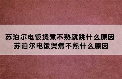 苏泊尔电饭煲煮不熟就跳什么原因 苏泊尔电饭煲煮不熟什么原因